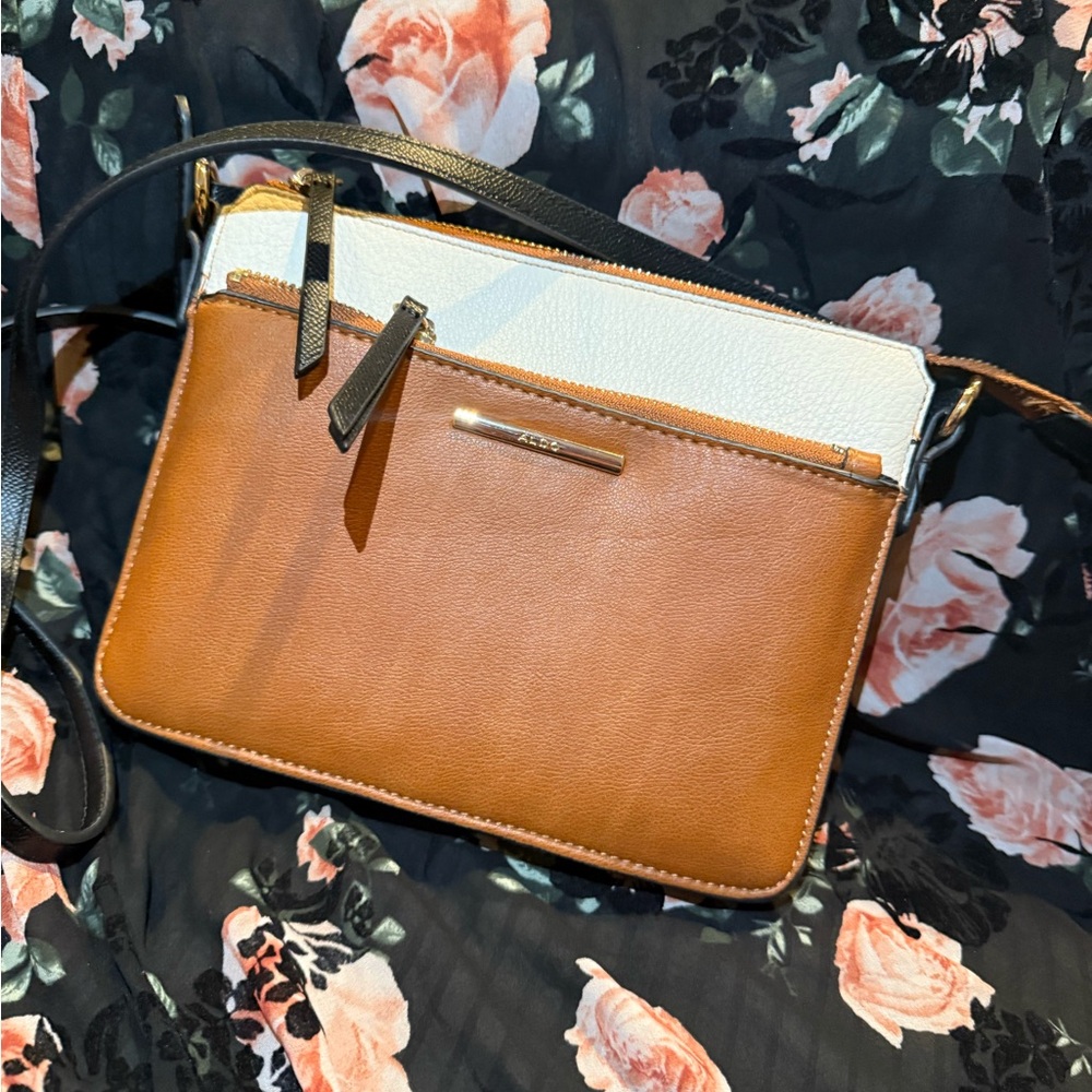 Aldo Tan and White Crossbody Bag